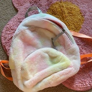 Fuzzy rainbow backpack